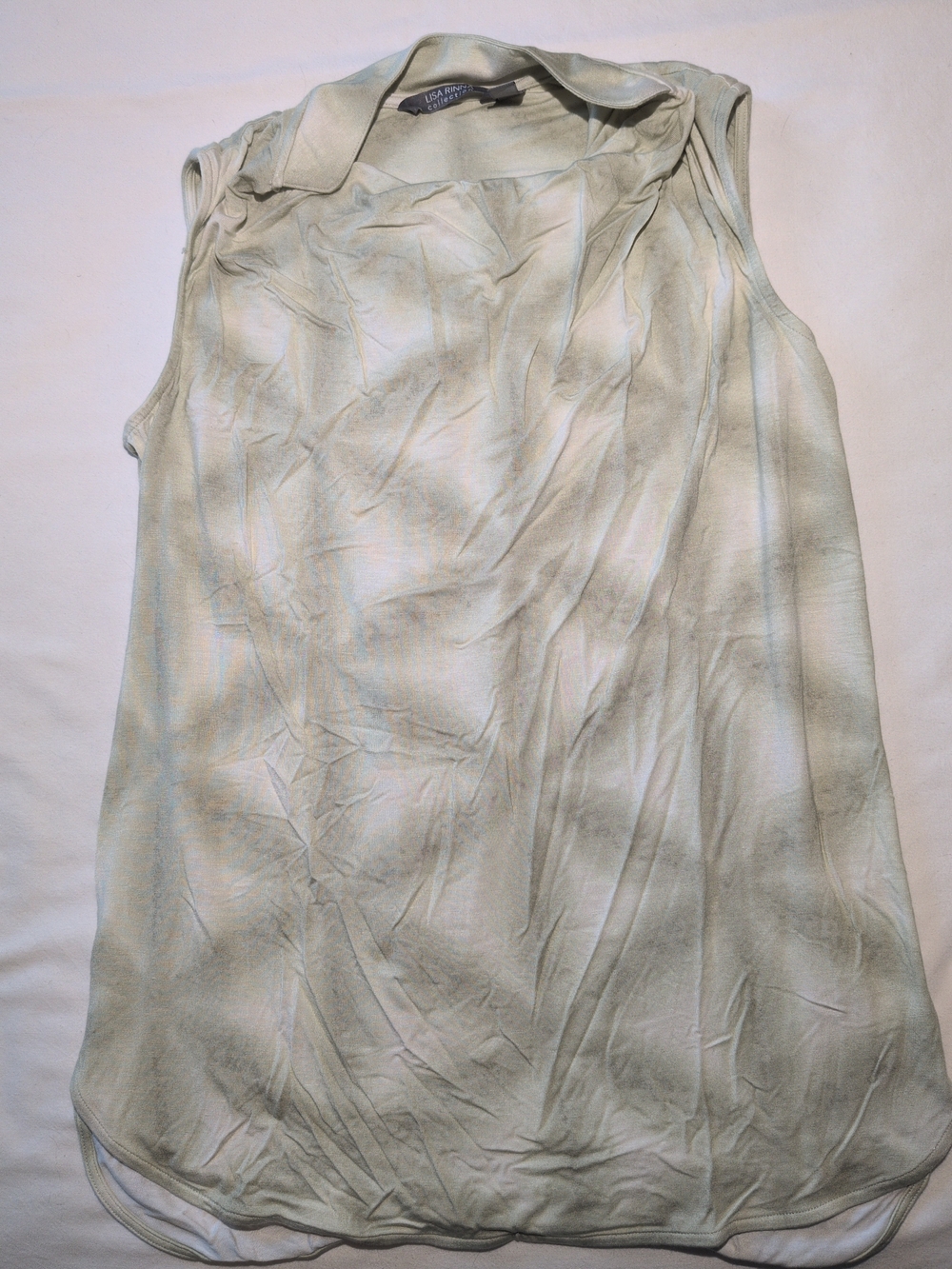 Lisa Rinna Collection Light Sage Collared Sleeveless Tank